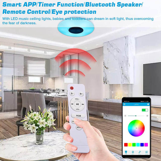 OOVOV LED Bluetooth Music Ceiling Light Smart Starry Sky Ceiling Light with Phone APP Remote Control Dimmable