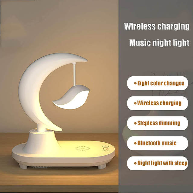 OOVOV Night Light with Bluetooth Speaker LED Touch Control Table Lamp with Wireless Charging Color Dimmable Room Decor Sleep Night Lamp