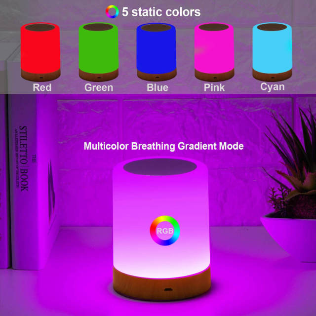 Night Light OOVOV Touch Lamp for Bedrooms Living Room Portable Table Bedside Lamps with Rechargeable Internal Battery Dimmable 2900K-3200K Warm White Light &amp; Color Changing RGB