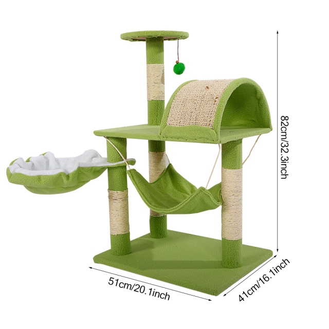 OOVOV Cat Tree 32 Inch Stable Cute Sisal Cat Climb Holder Cat Tower Lamb Pet Toy