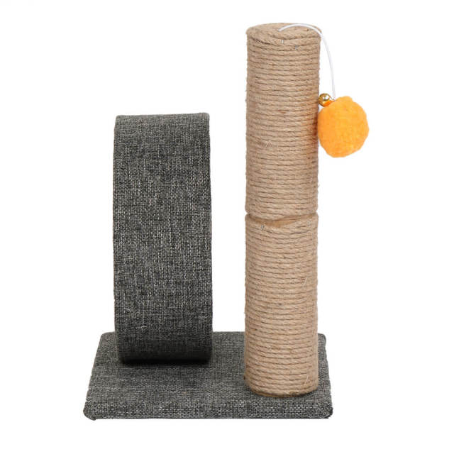 OOVOV 13 Inch Cat Tree Tower with Linen Circular Ring Scratching Post and Playful Toys