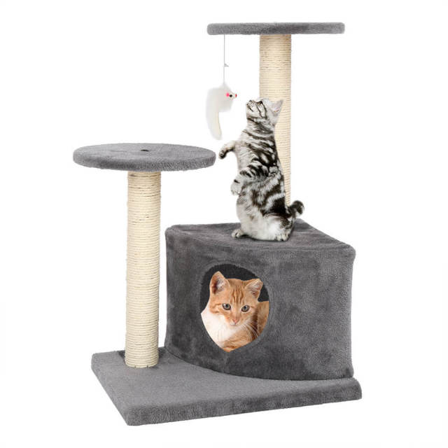28&quot; Cat Tree Tower Condo Sisal Post Scratching Toys Gray