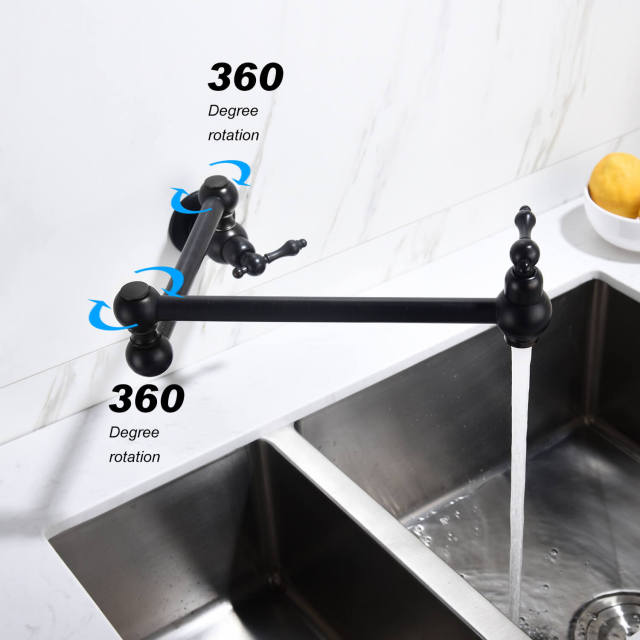 OOVOV Folding Faucet Pot Filler Faucet Wall Mount Rotatable Faucet Brass Kitchen Faucet 2 Handle Stretchable Double Joint Swing Arm Folding Faucet