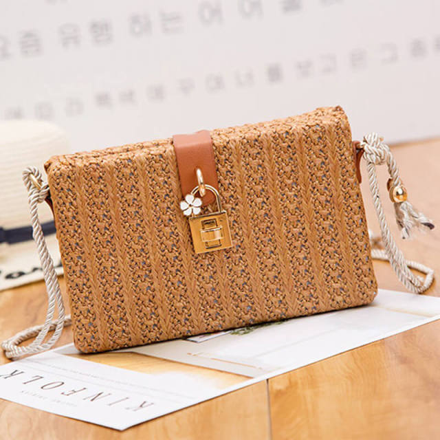 OOVOV Bag For Women,Handwoven Straw Shoulder Bag Straw Clutch Handmade  Summer Beach Straw Crossbody Bag