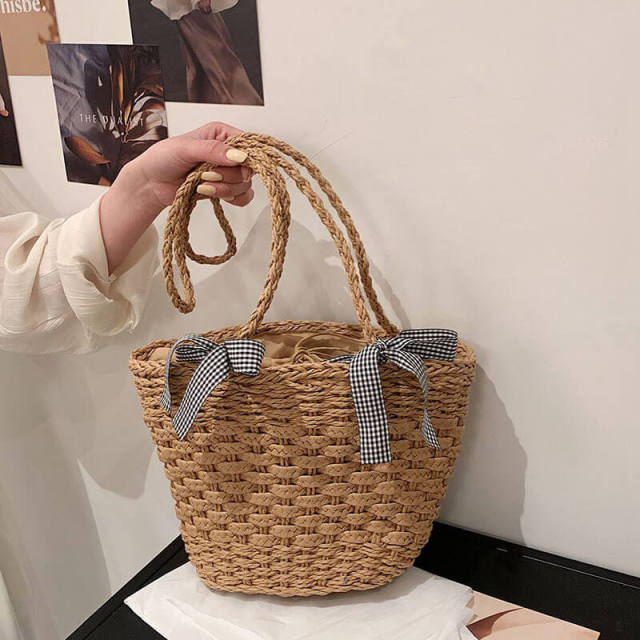OOVOV Straw Shoulder Bag For Women Summer Beach Bag Picnic Bag Handmade Woven Handbag