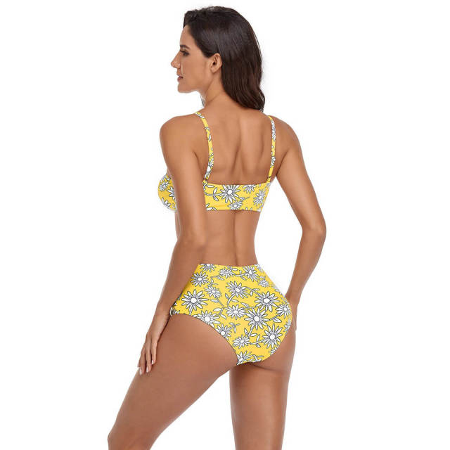 OOVOV Women Printing Two Piece Bikini Sets,High Waist Ruched Tummy Control Swimsuit Bathing Suits