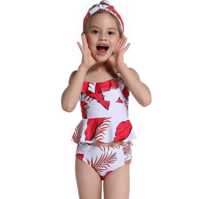 OOVOV Girls Swimsuits,Cute Children Ruffle Sling Two Piece Summer Beach Swimwear Bathing Suits