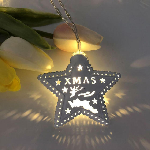 OOVOV Star String Lights Metal Christmas Star Light String for Christmas Tree Holiday Courtyard Party LED Decoration Lights