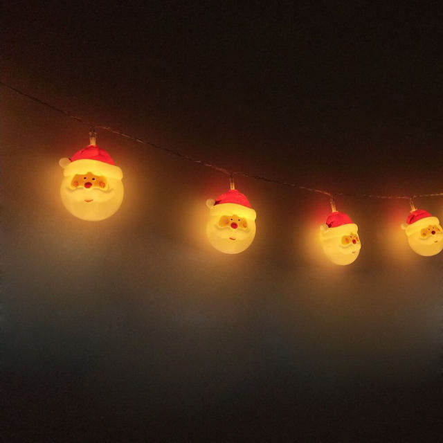 OOVOV 10-Light Santa Head Light Set Battery Operated Christmas Lights Santa Claus Novelty Fairy Lights for Christmas Holidays Party