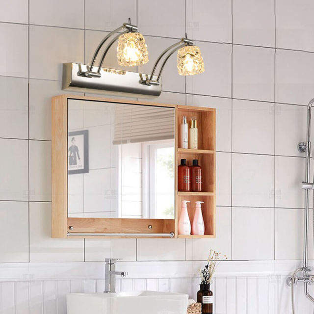 OOVOV LED Crystal Mirror Lights Adjustable Wall Sconces for Bathroom Washroom Mirror Cabinet Light Wall Lamps