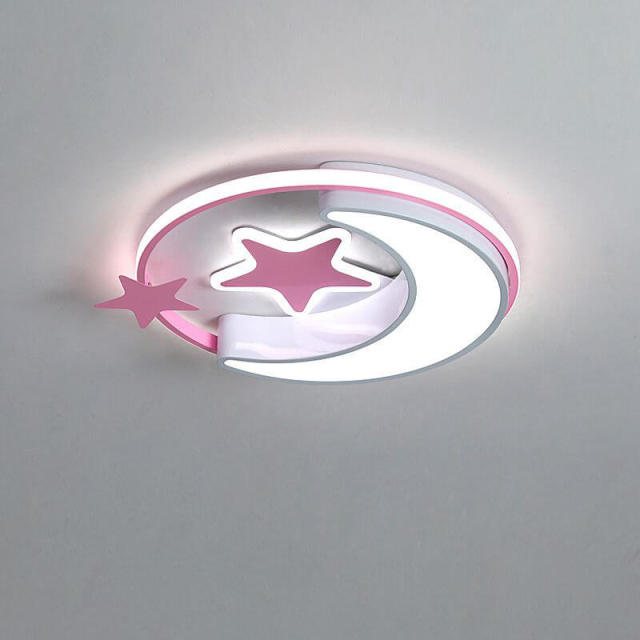 OOVOV Star Moon Ceiling Lamp Cartoon Ceiling Lights Fixture with LED Light Sources for Kids Room Baby Room Bedroom