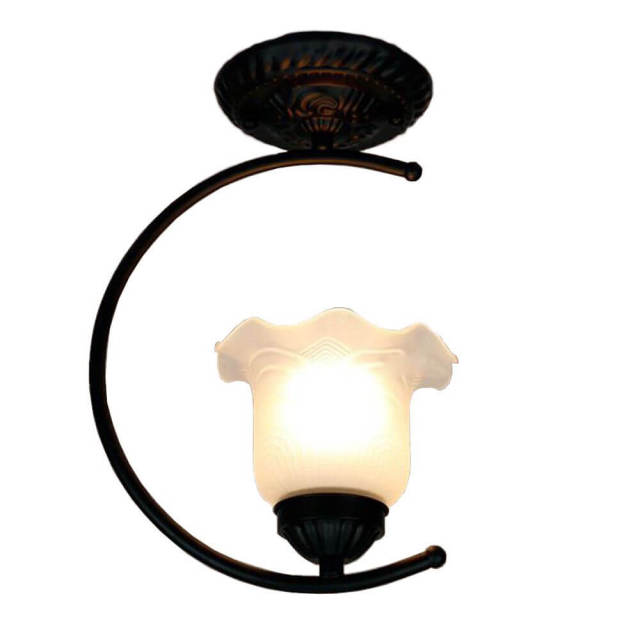 OOVOV Hallway Ceiling Lights Classic Black Iron Ceiling Light With Glass Lamp Shade