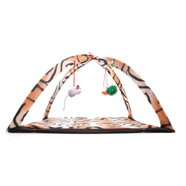 OOVOV Pet Teepee,Cat Tent,Puppy Dog Cat House with Bed,Pet Tent Bed Indoor Outdoor,With Four Toys
