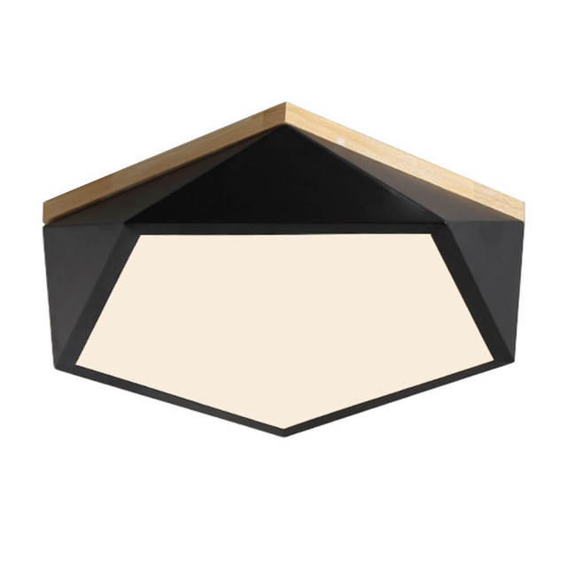 OOVOV LED Bedroom Ceiling Lamp Wood Geometry Shape Flush Mount Ceiling Light for Kids Room Study Room Bedroom