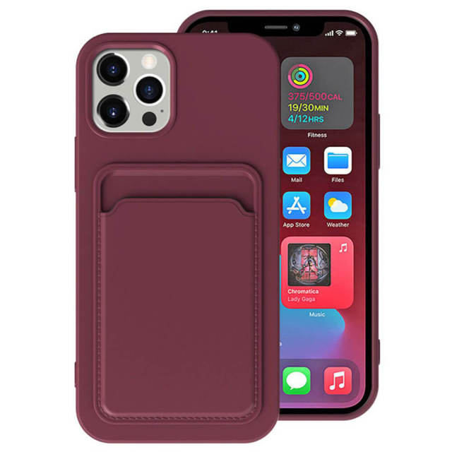 OOVOV 6.1 inch Phone Case for iPhone 12 Pro Phone Case with Card Holder for Back of iPhone 12 Soft TPU Phone Cover with Card Holder