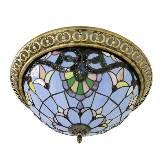 Tiffany Ceiling Light Mediterranean Style Stained Glass Vintage Ceiling Lighting