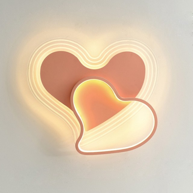 OOVOV Children's Bedroom Ceiling Lamps LED Heart Princess Room Baby Room Ceiling Lamp Fixtures Built-in Cool White 32W Light Source
