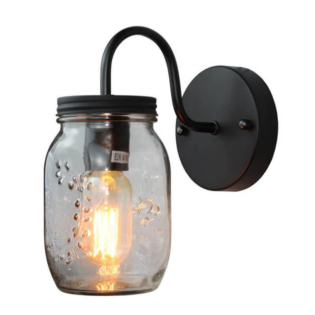 OOVOV Wall Sconce - Mason Jar Wall Lights - Retro Farmhouse and Rustic with Oil Rubbed Bronze for Bedroom Hallway Bathroom