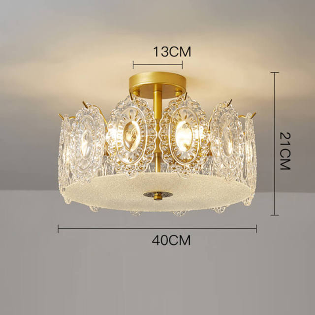 OOVOV 15.7 Inch Semi Flush Mount Ceiling Light Fixture Modern Glass Shape 6-Lights Close to Ceiling Light for Bedroom Balcony