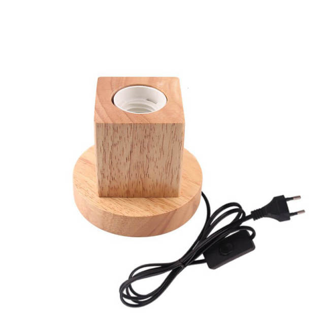 OOVOV Table Lamp Base Solid Wood Lamp Base Industrial Table Lamp 6ft Cord and Plug E27 Socket with in-line ON/OFF Switch DIY Table Lamp Accessories