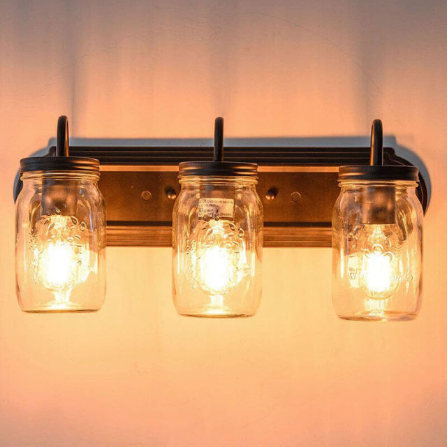 OOVOV Wall Sconce - Mason Jar Wall Lights - Retro Farmhouse and Rustic with Oil Rubbed Bronze for Bedroom Hallway Bathroom