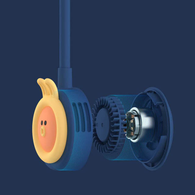 OOVOV Cartoon Neck Fan,Portable Mini Personal Fan,Low Noise,USB Rechargeable 2000mAh Battery Operated Fan,Wearable Adjustable Hands Free Bladeless Fan