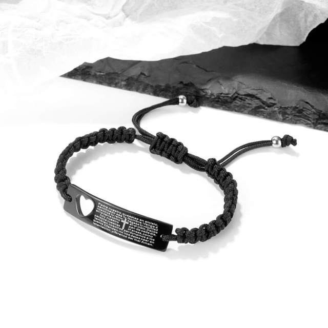 OOVOV Braided Rope Bracelets for Men Women Stainless Steel Bracelet Heart Cross Bracelets Adjustable