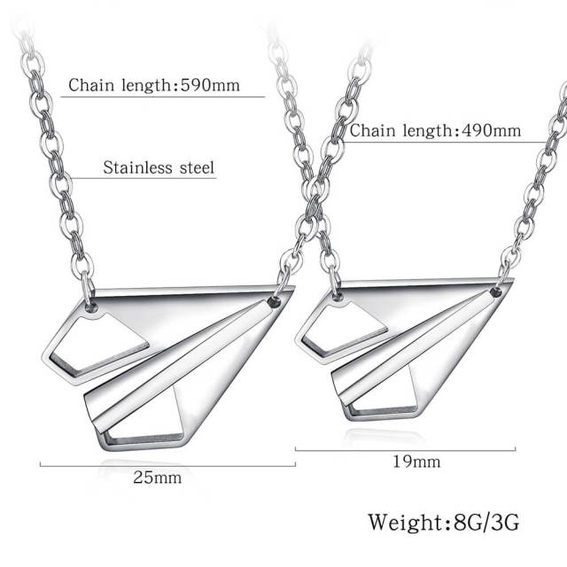 OOVOV Paper Airplane Necklace Simple Triangle Origami Plane Pendant Necklaces for Couple Boy Girls Gifts
