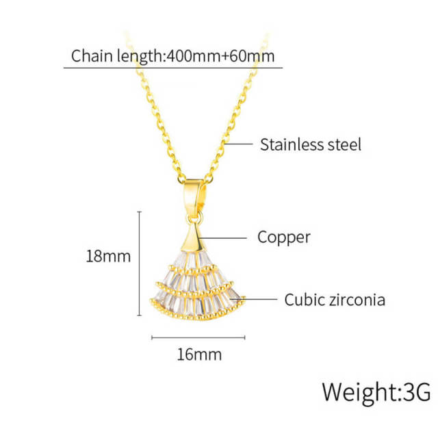 OOVOV Necklace For Women Lovely Stainless Steel Chain Pendant Necklace with Zircon Birthday Gift for Women Girls