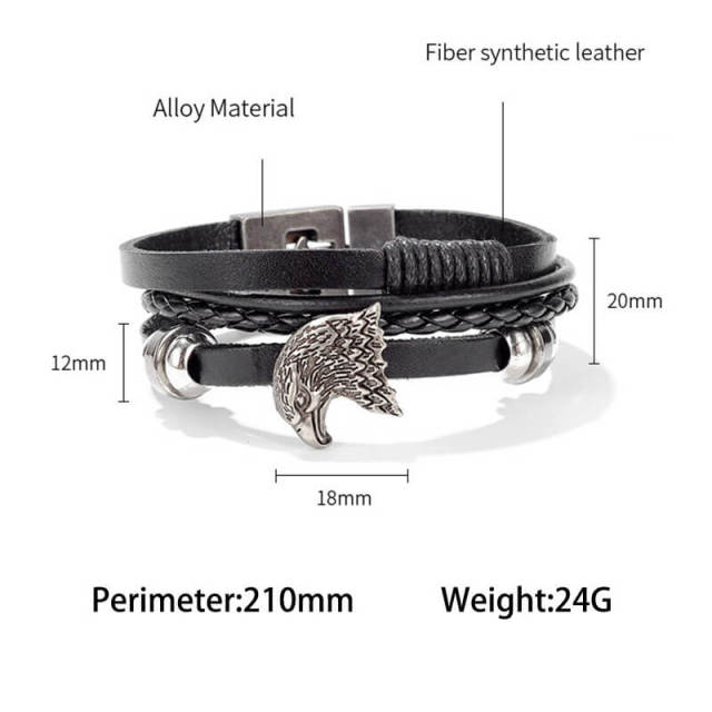 OOVOV Mens Women Multi-Strand Brown Braided Leather Bracelet Retro Multi-Layer Weave PU Leather Mens Punk Street Style Bracelet