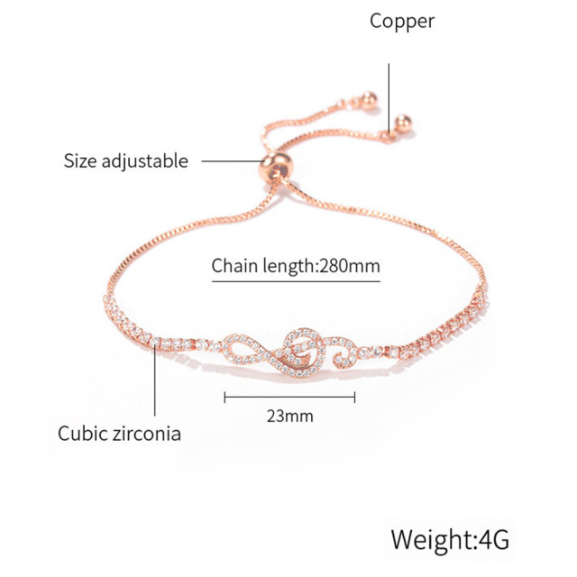 OOVOV Bracelets for Women Classic Cubic Zirconia Adjustable Pull String Bracelet Adjustable Seastar Note Bangle Jewelry Gift for Women Girls