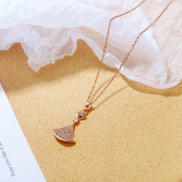 OOVOV Diamond Necklaces for Women Girls Rose Gold Cubic Zirconia Stainless Steel Charm Pendant Necklace Gift for Girlfriend Her Mom Sister