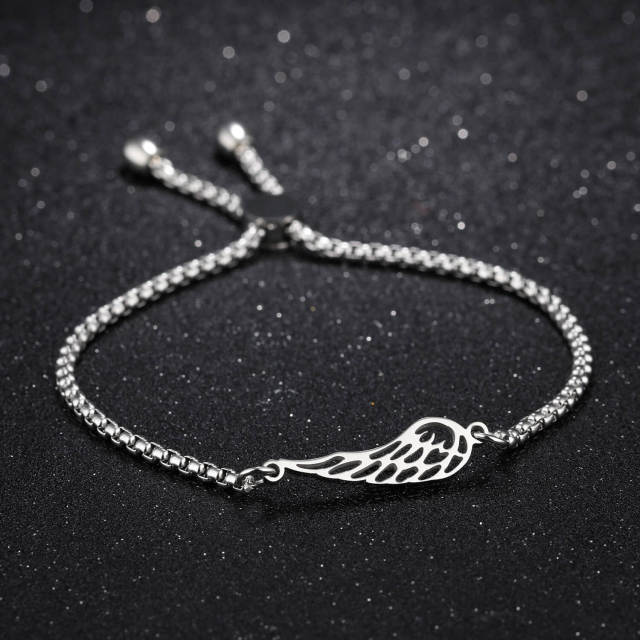 OOVOV Stainless Steel Angel Wing Chain Bracelet Hypoallergenic Jewelry Chain Adjustable a Wonderful Gift for Women Girls
