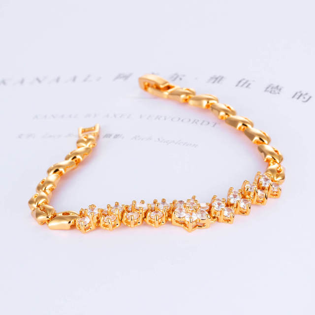 Women Girl Bracelets Gold Plated Zirconia Bracelet