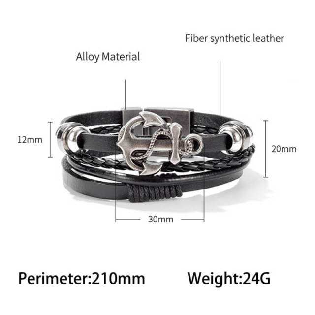 OOVOV Mens Women Multi-Strand Brown Braided Leather Bracelet Retro Multi-Layer Weave PU Leather Mens Punk Street Style Bracelet