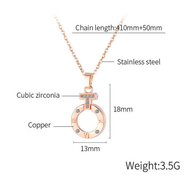 OOVOV Womens Rose Gold Plated Necklace Adjustable Titanium Steel Chain Zircon Clavicle Necklaces Choker