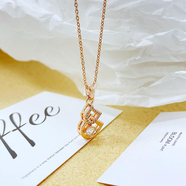 OOVOV Womens Rose Gold Plated Necklace Adjustable Titanium Steel Chain Zircon Clavicle Necklaces Choker