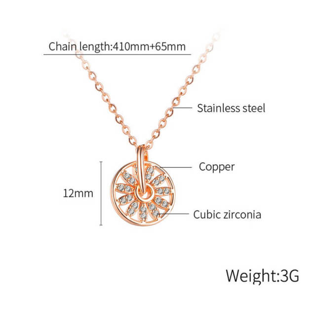 OOVOV Diamond Necklaces for Women Girls Rose Gold Cubic Zirconia Stainless Steel Charm Pendant Necklace Gift for Girlfriend Her Mom Sister