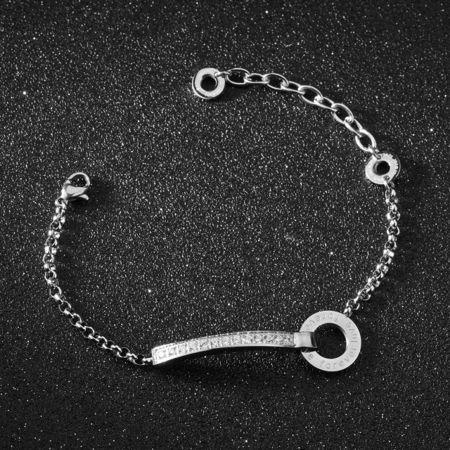 OOVOV Diamond Bracelet For Women FOREVER LOVE Letter Titanium Steel Jewelry Adjustable Chain Girl Bracelets