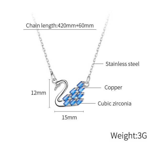 OOVOV Necklace For Women Lovely Stainless Steel Chain Pendant Necklace with Zircon Birthday Gift for Women Girls