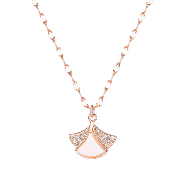 OOVOV Rose Gold Plated Zircon Necklace For Women Fine Jewelry Gifts for Women Heart Key Skirt Pendant Necklace