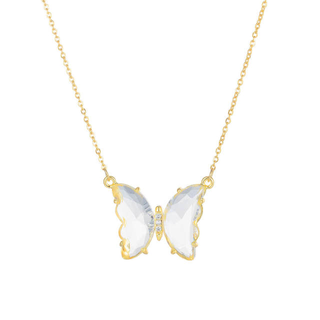 OOVOV Butterfly Necklaces Women Crystal Diamond Butterflies Pendant Necklace Festive Gift Jewelry