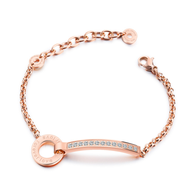 OOVOV Diamond Bracelet For Women FOREVER LOVE Letter Titanium Steel Jewelry Adjustable Chain Girl Bracelets