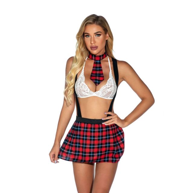 OOVOV Womens Sexy Schoolgirl Costume Lingerie Outfit for Sexy 4 Piece Set Cosplay Sexy Lingerie