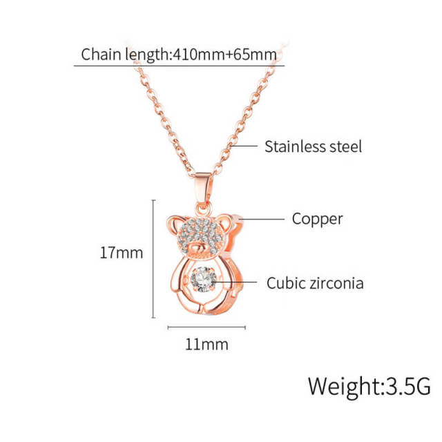 Diamond Necklace For Women Fashion Zircon Pendant Necklace  Jewelry Stainless Steel Rose Gold