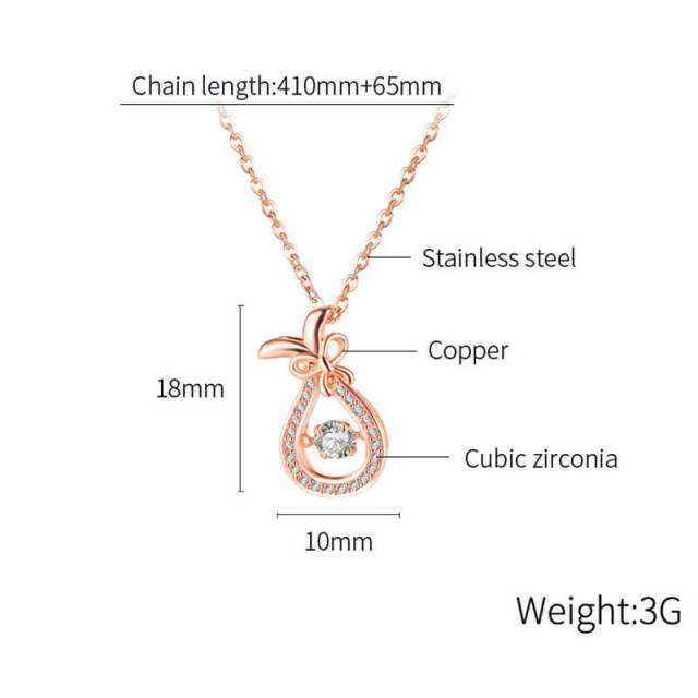 OOVOV  Womens Titanium Steel Rose Gold Plated Necklace Adjustable Chain Zircon Clavicle Necklace 16 Inch