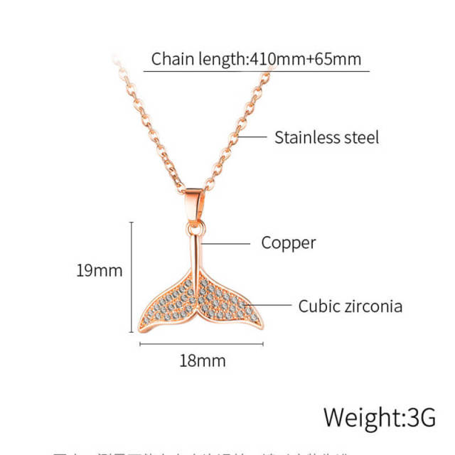 Diamond Necklace For Women Fashion Zircon Pendant Necklace  Jewelry Stainless Steel Rose Gold