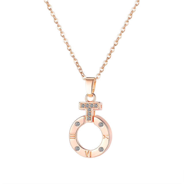 OOVOV Womens Rose Gold Plated Necklace Adjustable Titanium Steel Chain Zircon Clavicle Necklaces Choker