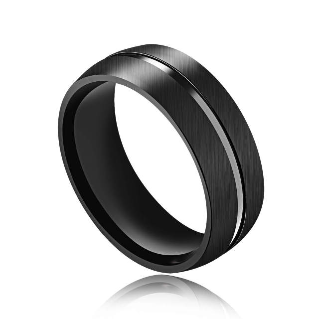 OOVOV Black Ring Classic Stainless Steel Band Ring for Men Women Size 7-11