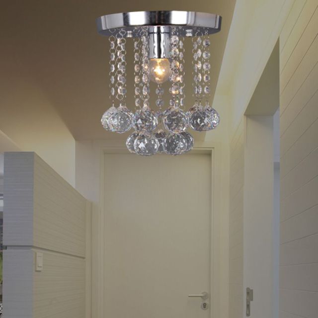 OOVOV Mini Crystal Chandelier Flush Mount Ceiling Light for Bedroom Hallway Bar Kitchen Bathroom Pendant Lamps